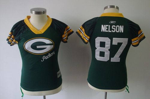 Packers #87 Jordy Nelson Green 2011 Women's Field Flirt Stitched NFL Jersey